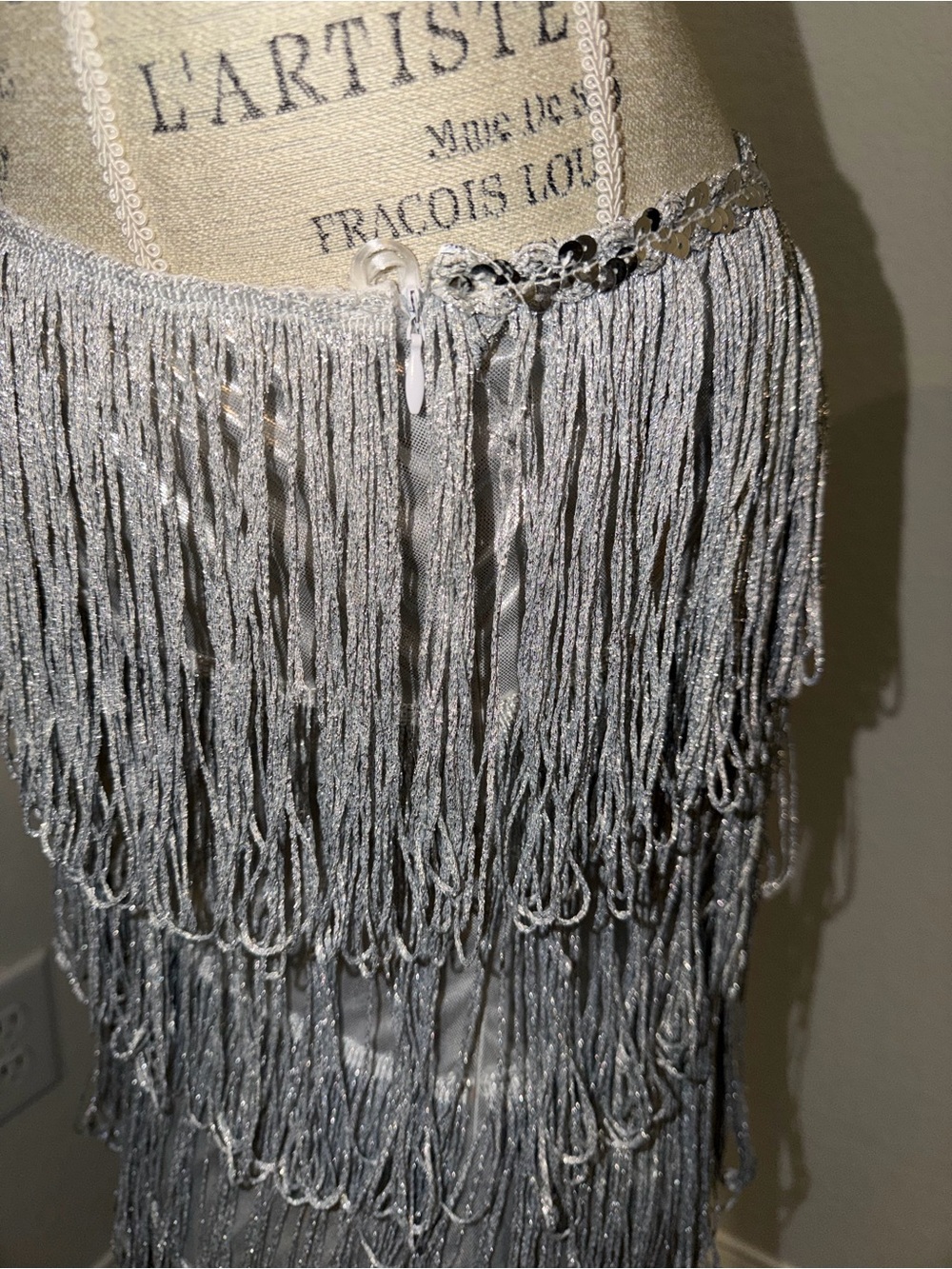 Silver One-Shoulder Fringe Cocktail Dress - Picture 6 of 9